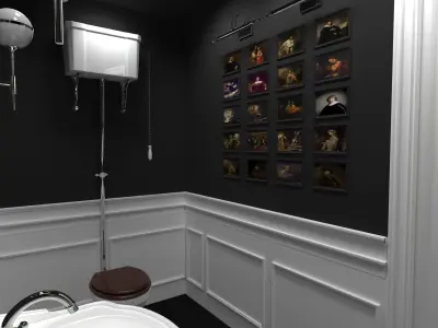 3D Bathroom Model with portrait of lady 3D model