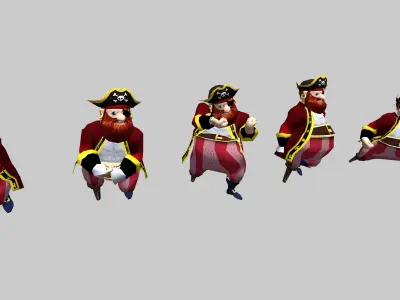 Animated Pirate Character with Props and PBR Textures  Low-poly 3D model