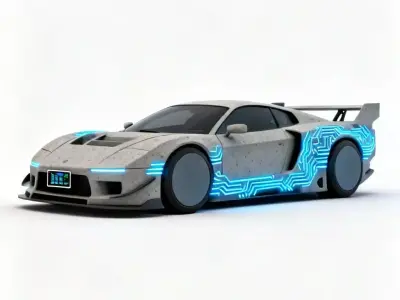 Neo-Tokyo Cyberpunk Racer 3D Model Low-poly 3D model