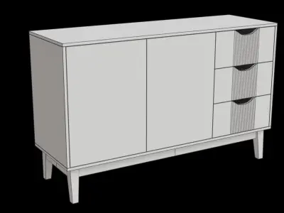 White Buffet Unit 3D model