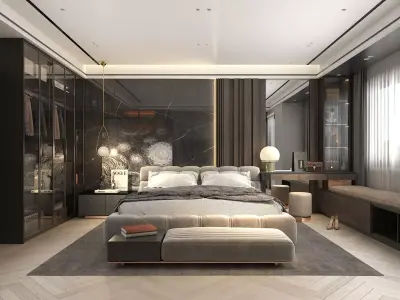 Modern Bedroom Scene 24 3D model