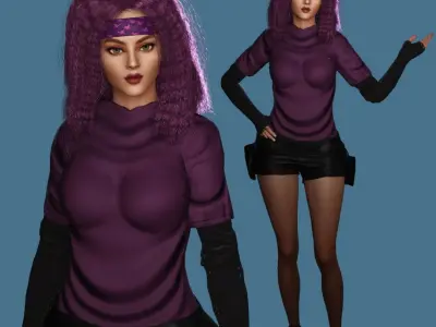 AAA 3D SKINY CURVY BARBIE STREET WEAR-REALISTIC RIGGED CHARACTER Low-poly 3D model