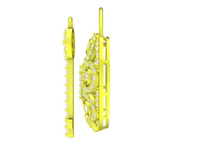 A7439 Diamond Heart Lock and Key Women Pendant 3D Model 3D print model