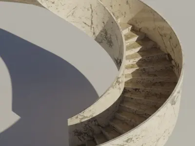 Marble stairway 3D model Low-poly 3D model