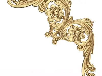 Corner Carved Plaster Molding Decoration 020 Low-poly 3D model