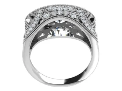 Round Diamond Milgrain Ring 4364 3D print model