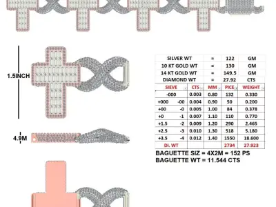 Hip Hop Jewelry Bracelet 3D Model  Iced Out  STL 3DM 3D print model