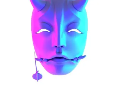 Japanese Oni Cursed Beauty Hannya Yokai Nipponese mask toy 3D print model