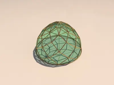 Pointed dome triangulated with glass enclosure 3D model