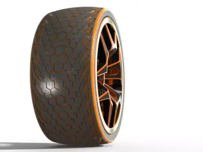 Wheel 3D model tire with honeycomb pattern 3D print model