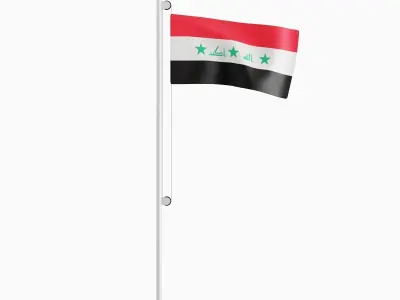 Flag of the Iraq Low-poly 3D model