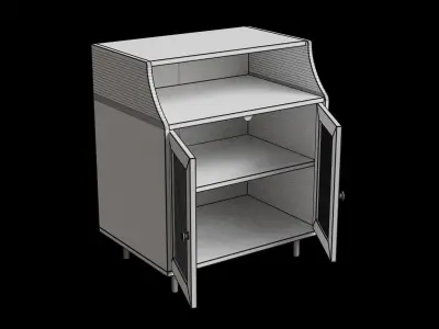 Fluted Glass 2 Door Nightstand 3D model