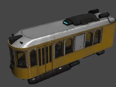 Diesel Punk Tram Low-poly 3D model