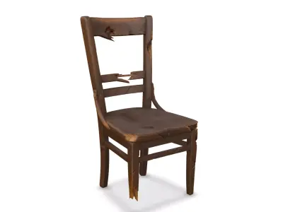 Broken Wooden Chairs Low-poly 3D model