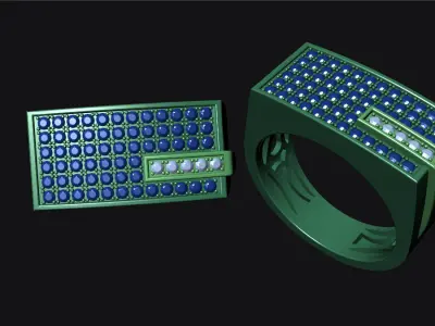 Elegant Mens Ring with Diamond Stones 3D print model