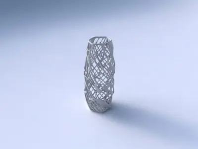 Vase twisted hexagon with twisted organic lattice 3D print model