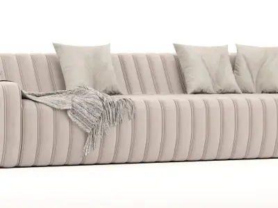 Endless Sofa with cushions and throw blanket 3D model