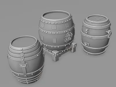  Free Stylized Barrels Free 3D model