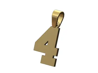 NBA font number 4 pendant charm with bail 3D print model