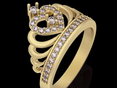 Crown ring silver gold jewelry printable 3D model 3D print model purchase