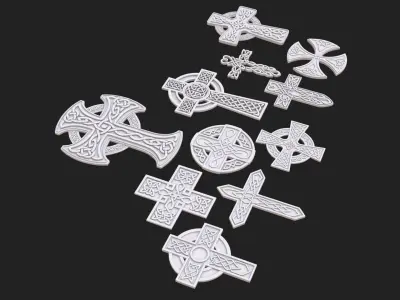 Celtic cross pack 3D model