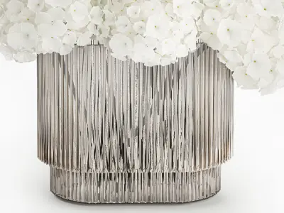 Small bouquet of white hydrangea flowers in a glass vase 362 3D model