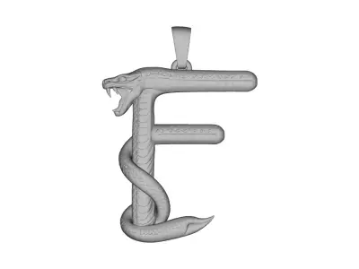 High-Detail Snake Letter F Pendant Sculpted 3D Print Model 3D print model
