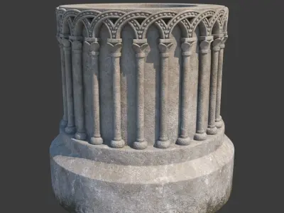 Church Furniture - Stone Baptismal Font 01 Ancaster 3D model
