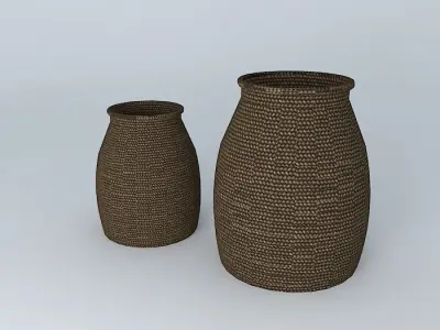 two wicker baskets Free 3D model