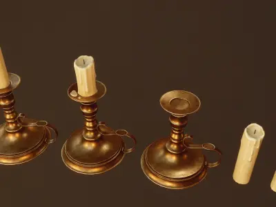 Candles Candlestick - PBR Game Ready Low-poly 3D model