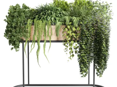 stand plant box Indoor plant 184 wood vase pot fern grass 3D model