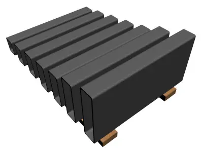 1 4in Wall x3in Rectangle Tube 3D model