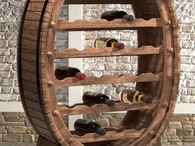 Wooden wine racks 3D model