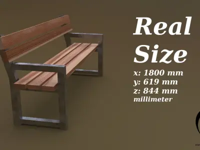 Bench 30 4in1 - 4 Texture 1 Model Low-poly 3D model