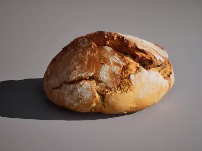Wheat bread model 5K triangles 4K PBR textures Low-poly 3D model