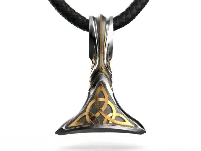 Viking hammer pendant with celtic ornament 3D print model