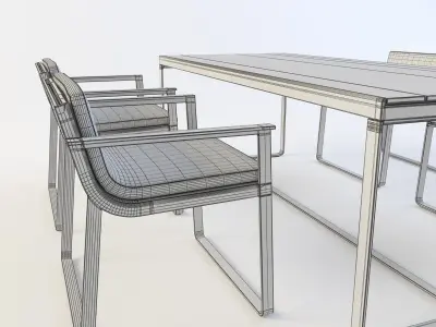 Banco Flat outdoor table plus chairs 3D model