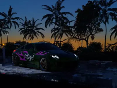 Street with Rachel 350Z 3D model