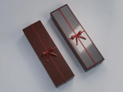 Gift Box Rectangle shape with Ribbon Low-poly 3D model