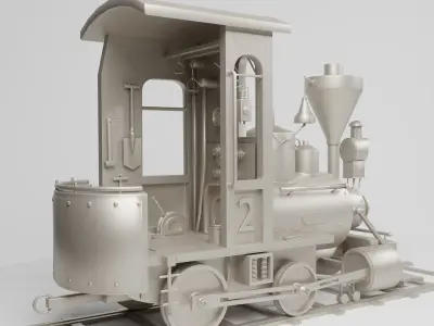 Train  old  Steam with working pistons- Low-poly 3D models  Low-poly 3D model