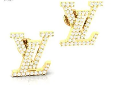 Luxury Style Gold Earrings  Designer  TOPS  Inspired 3D print model