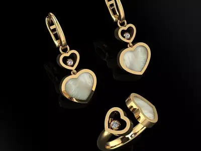 Chopard Ring and Earrings 3D print model
