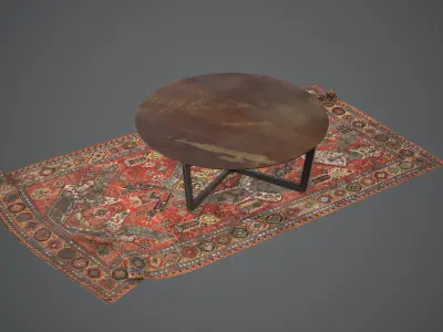 Rug Table PBR Game Ready Lowpoly Low-poly 3D model