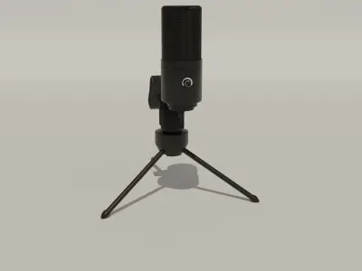 Black Microphone Minimalistic 3D Asset 3D model