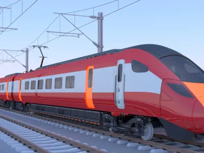 Bridge with Hitachi Azuma 3D model