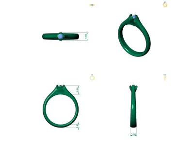 D-1258 gold diamond solitaire ring 3D print model