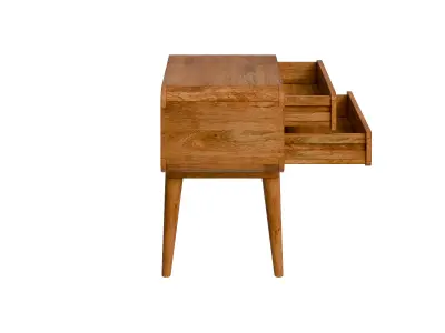 Mango Wood Bedside With 2 Drawers Low-poly 3D model