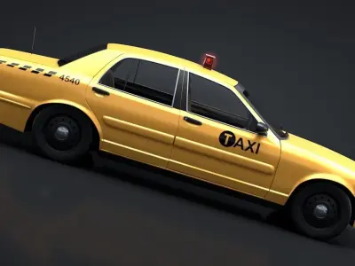 City Taxi Rigged C4D Low-poly 3D model