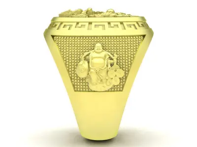 Luxury Asian Dragon Oval Signet Ring for Men 3799 3D print model