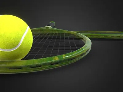 Tennis racket Low-poly 3D model